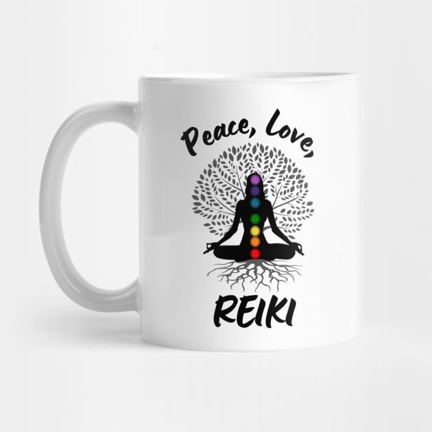 Peace, Love, Reiki - black lettering by Steve's Reiki Shop